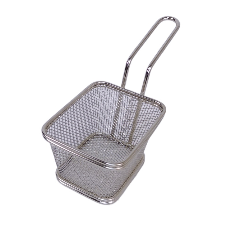 Kitchen Tabletop Fryer Basket Stainless Steel Potato Frying Basket Mini Fry Chips Baskets for French Fries Serving