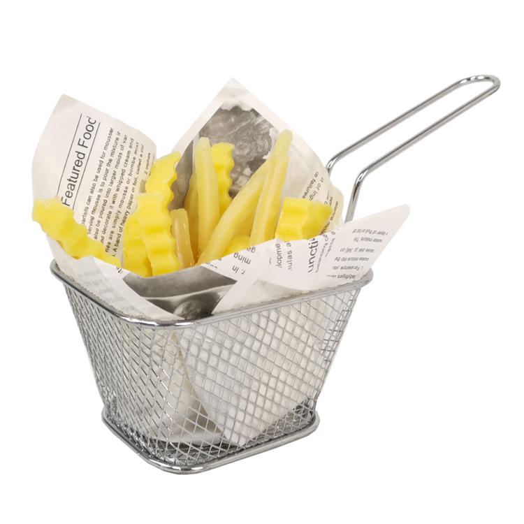 Cesta para patatas fritas, peque&ntilde;a cesta para freidora de mesa de cocina, cesta para servir patatas fritas de acero inoxidable