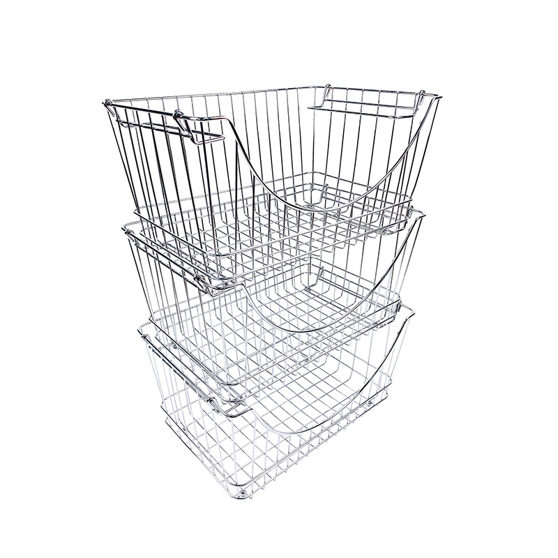 Metal Iron Laundry Toys Kitchen Fruit Basket Stackable Mesh Organizer Storage Vegetable Wired Basket