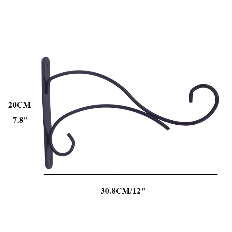 Soporte montado en la pared, soporte de planta de hierro negro, gancho de Metal para plantas, cestas colgantes, comederos para pájaros, maceteros, linternas, campanillas de viento