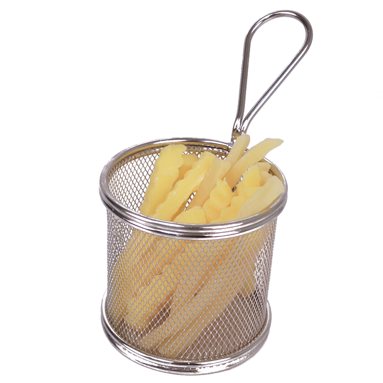 Cesta para patatas fritas, peque&ntilde;a cesta para freidora de mesa de cocina, cesta para servir patatas fritas de acero inoxidable