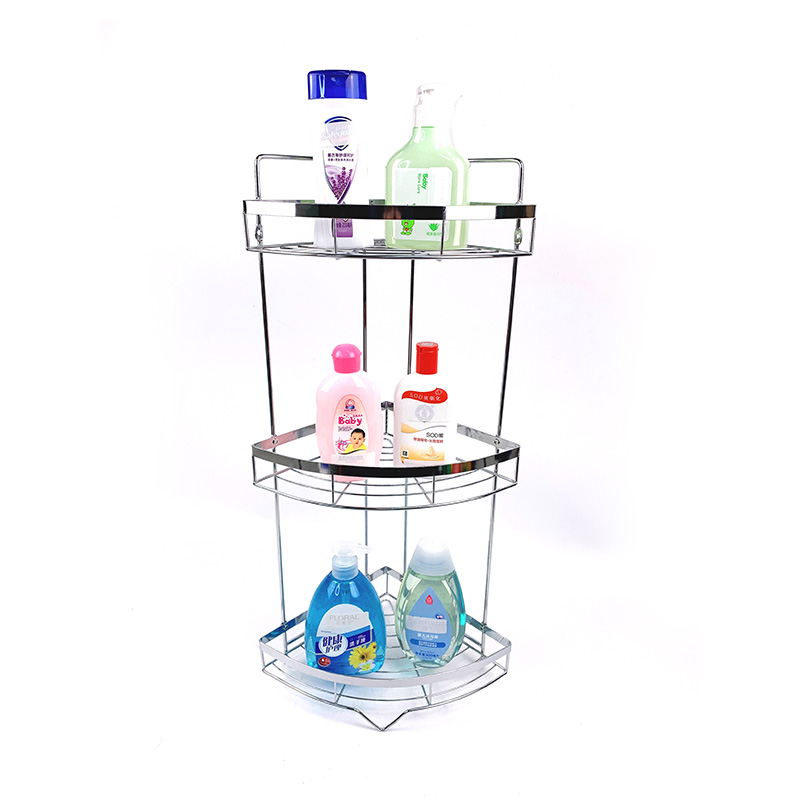 Carrito de ducha de esquina para baño, carrito organizador de ducha con ventosa de lujo, carrito de ducha de esquina de 3 niveles