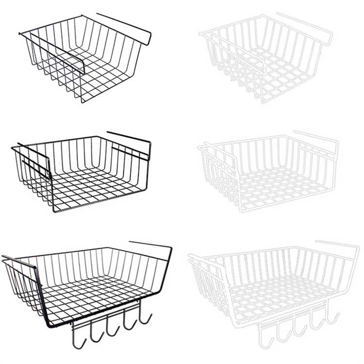 Home Bathroom Kitchen Cabinet Hanging Mesh Storage Organization Under Shelf Wire Metal Iron Baskets