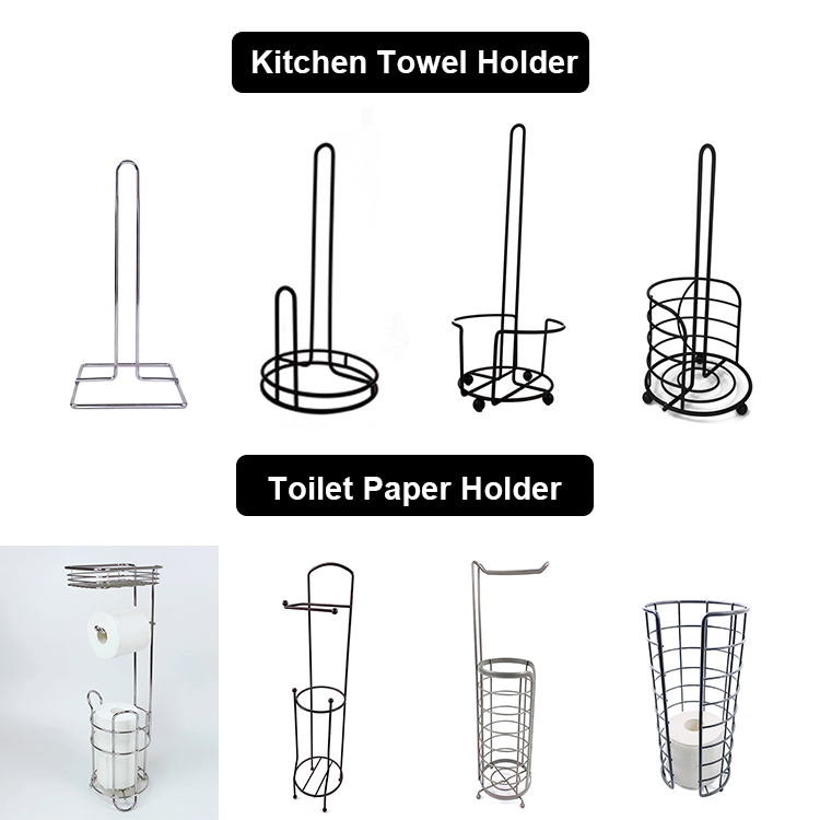 Black Paper Roll Holder Toilet Storage Freestanding Toilet Paper Holder Stand for Paper Towel with Rack