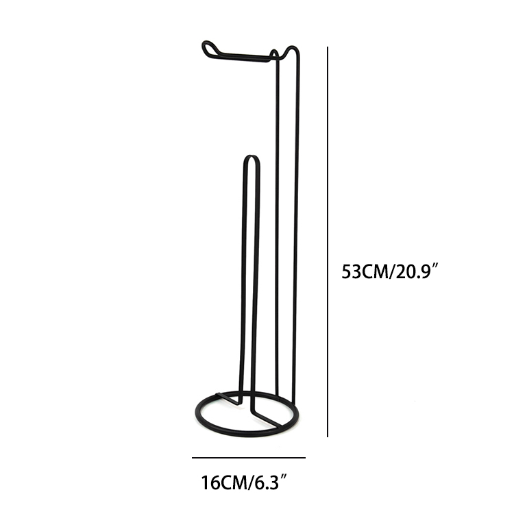 Black Paper Roll Holder Toilet Storage Freestanding Toilet Paper Holder Stand for Paper Towel with Rack