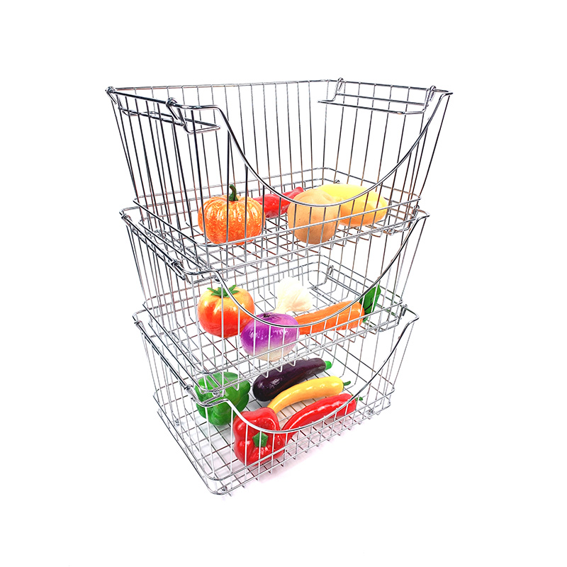 Metal Iron Laundry Toys Kitchen Fruit Basket Stackable Mesh Organizer Storage Vegetable Wired Basket