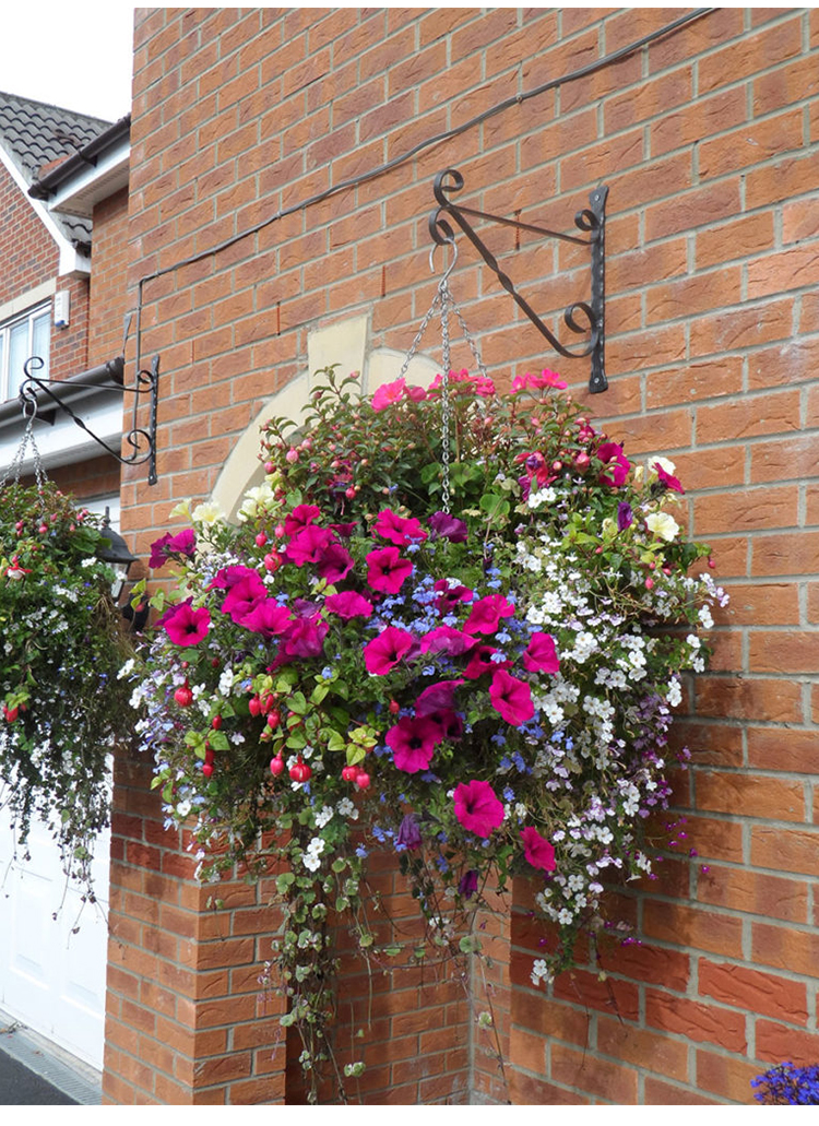 Cesta de fibra de coco, soporte para plantas de alambre redondo, cesta colgante de metal con revestimiento de fibra de coco