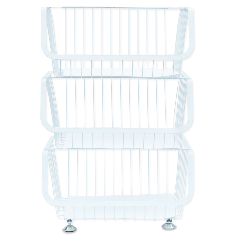 4-Tier Metal Floor Standing Home Storage Basket Wire Basket Storage Stand for Fruit Vegetables Kitchen Bathroom Organization