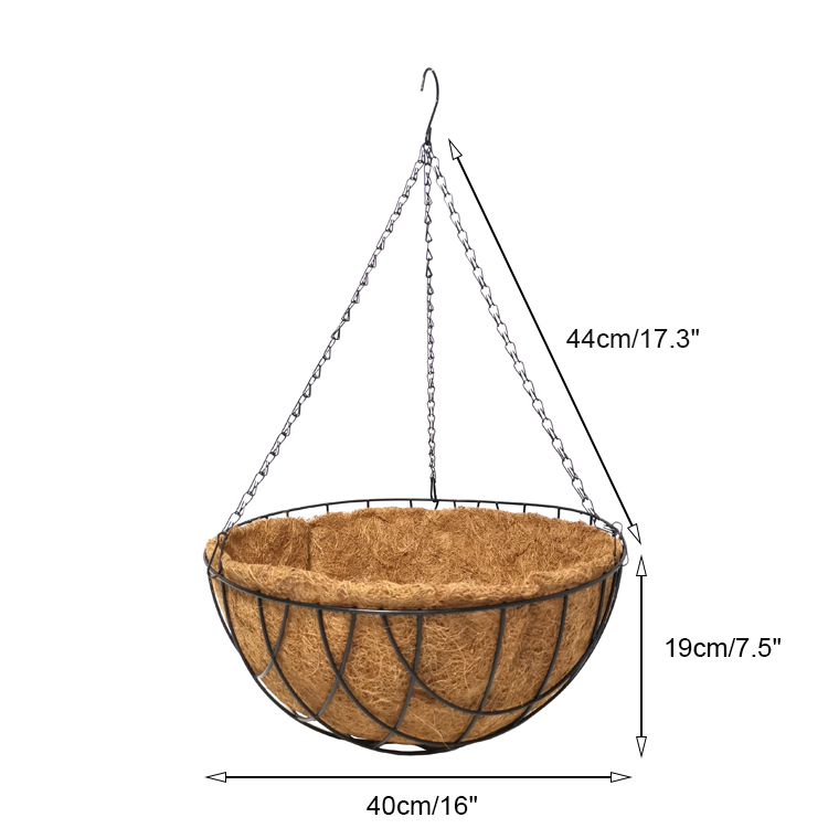 Cesta colgante para plantas con revestimiento de coco para porche y jard&iacute;n al aire libre, maceta barata para flores, cestas colgantes extra grandes, cestas colgantes de 16 pulgadas