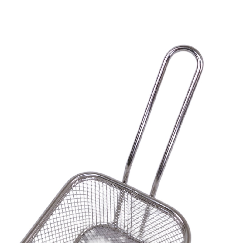 Mesa para comida frita, cesta para freír patatas fritas cromadas rectangulares, cesta para patatas fritas, Mini cesta para freír cuadrada