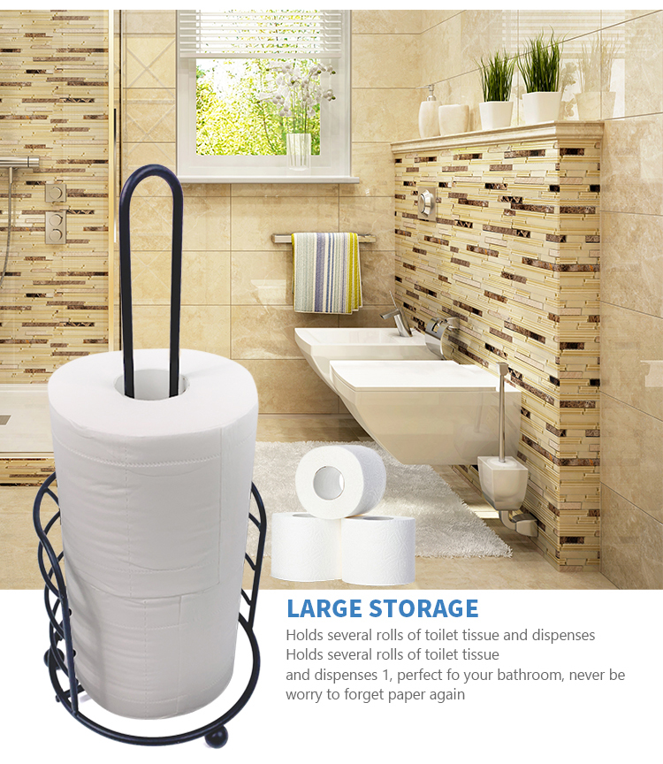 Nordic Modern Paper Holders Metal Rack Stand Black Bathroom Kitchen Tissue Roll Toilet Paper Towel Holder