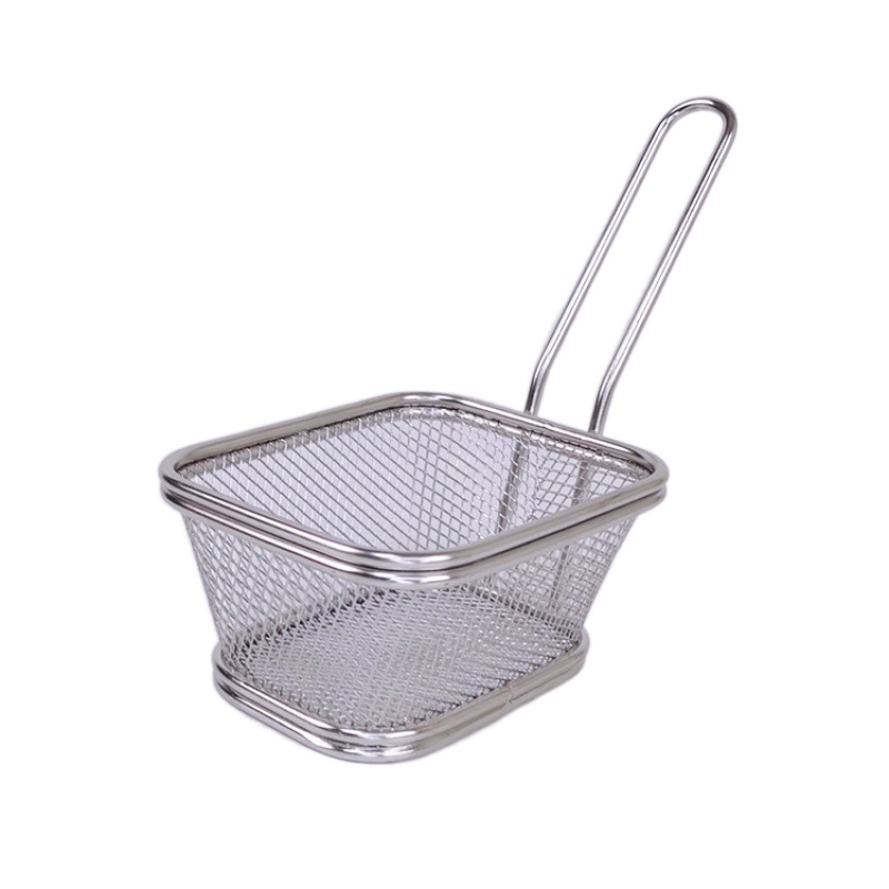 Kitchen Tabletop Fryer Basket Stainless Steel Potato Frying Basket Mini Fry Chips Baskets for French Fries Serving