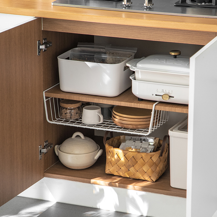 Home Bathroom Kitchen Cabinet Hanging Mesh Storage Organization Under Shelf Wire Metal Iron Baskets