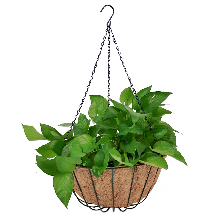 Cesta de flores colgantes para interior y exterior, colgador de macetas para porche, hogar, jard&iacute;n, alambre de Metal, cesta colgante con coco