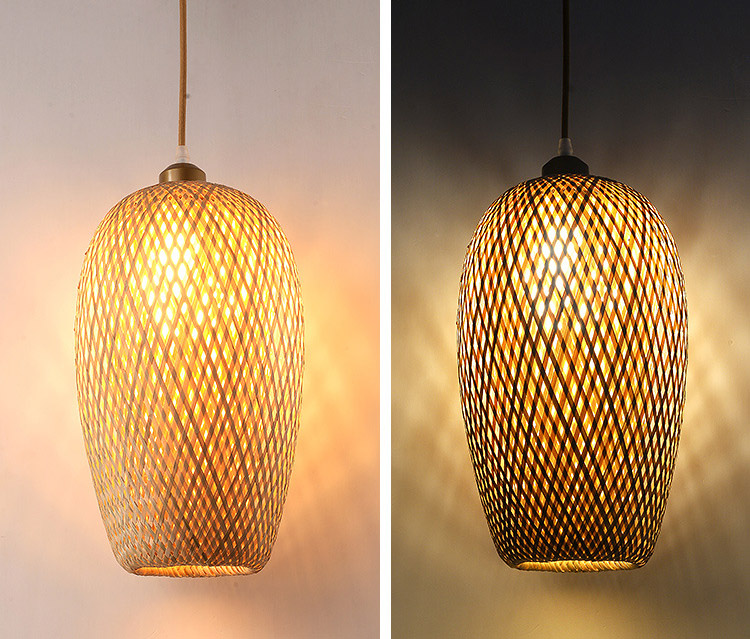 Lampshade Indoor Chandelier Pendant Lamp Factory Direct Bamboo Modern Lighting and Circuitry Design Black Wire Energy Saving XSX
