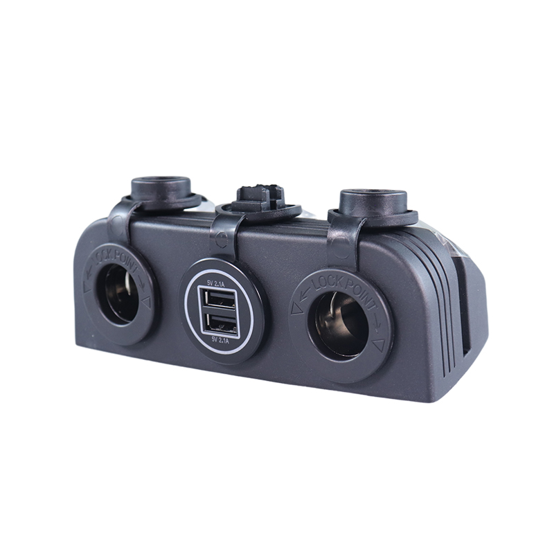 Quality 3 outlet panel 12V car power adapter RV receptacle with USB