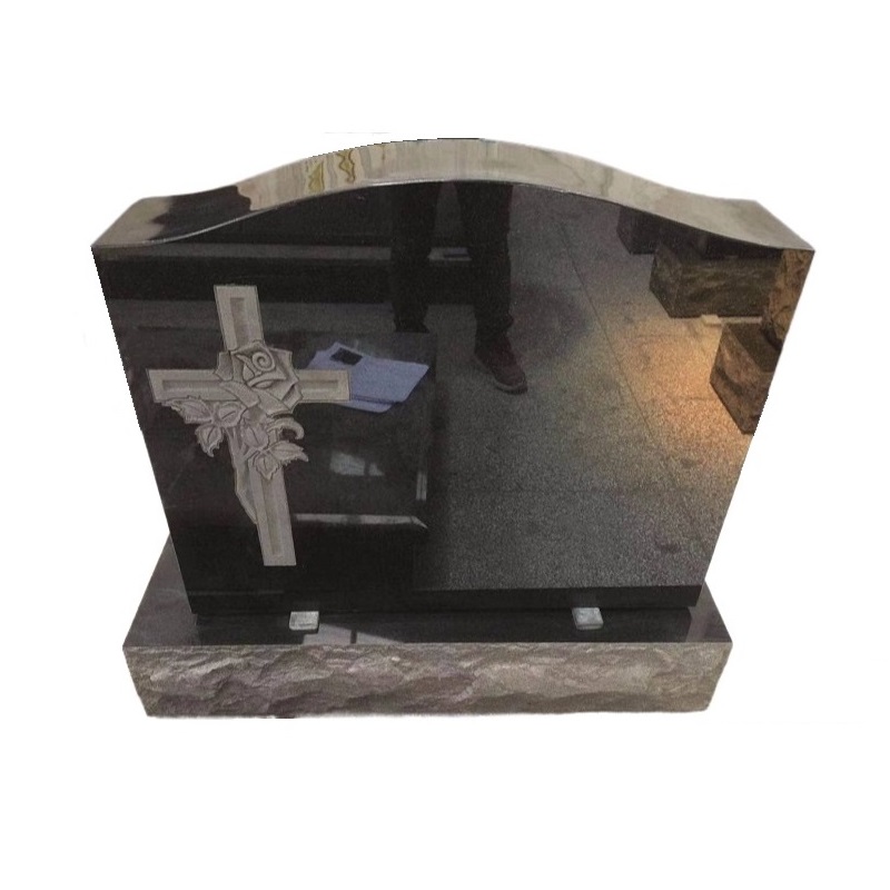 Maker Online Black Granite Stone Cross Carving Ogee Headstone Mold