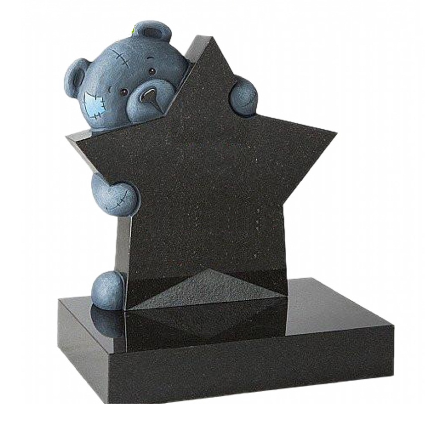 Black Granite Tombstone Stone-shadow Carving Headstone With Horse