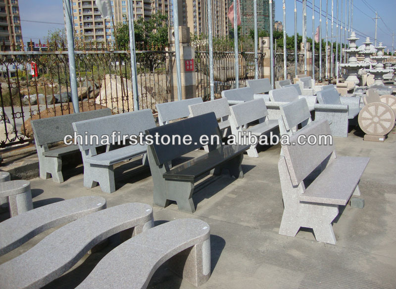 GCF442 Outdoor White Grey Granite Stone Park Bench With Back