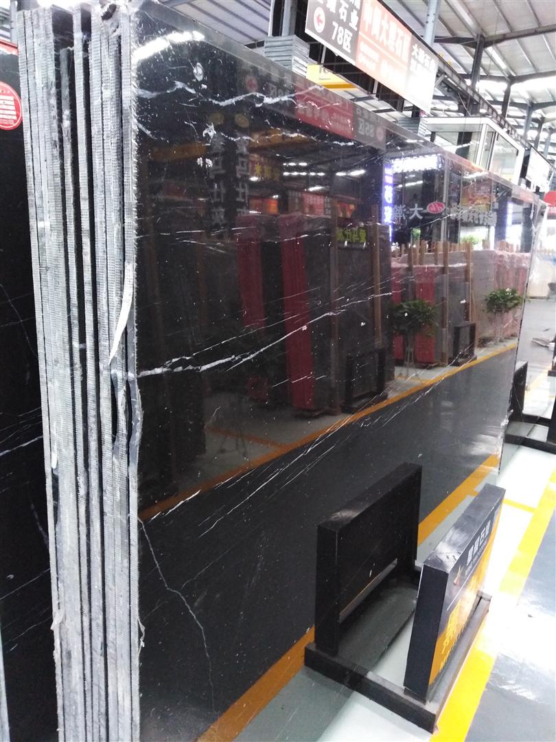 Low Price Chinese Black Nero Marquina Natural Marble Slab