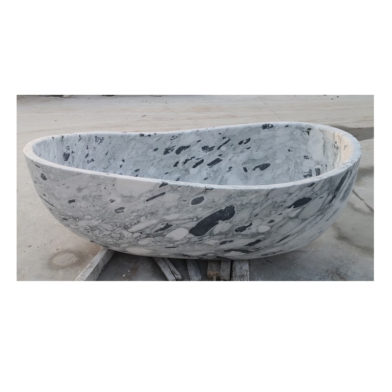 Cheap White Marble Stone Bathroom Bath Tub Round Bathtub