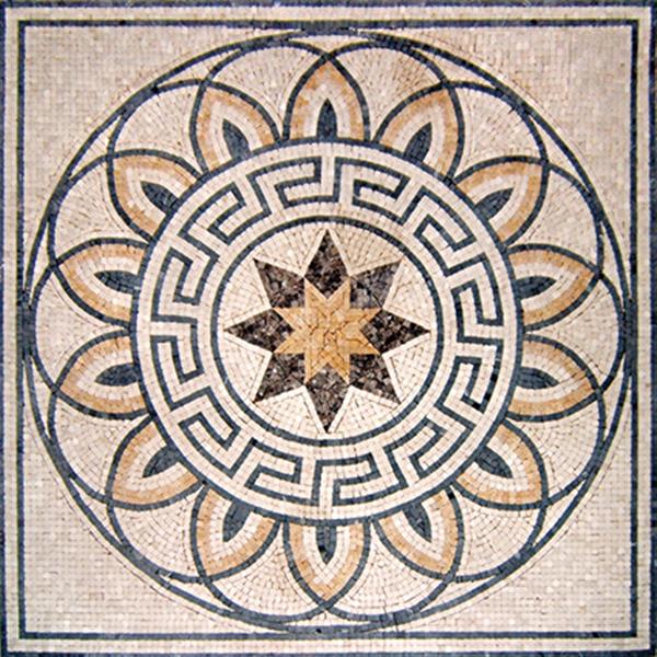 2021 Hot Selling Garden Hotel Park Indoor and Outdoor Polished White Yellow Luxury Villa Floor Waterjet Medallion Tiles