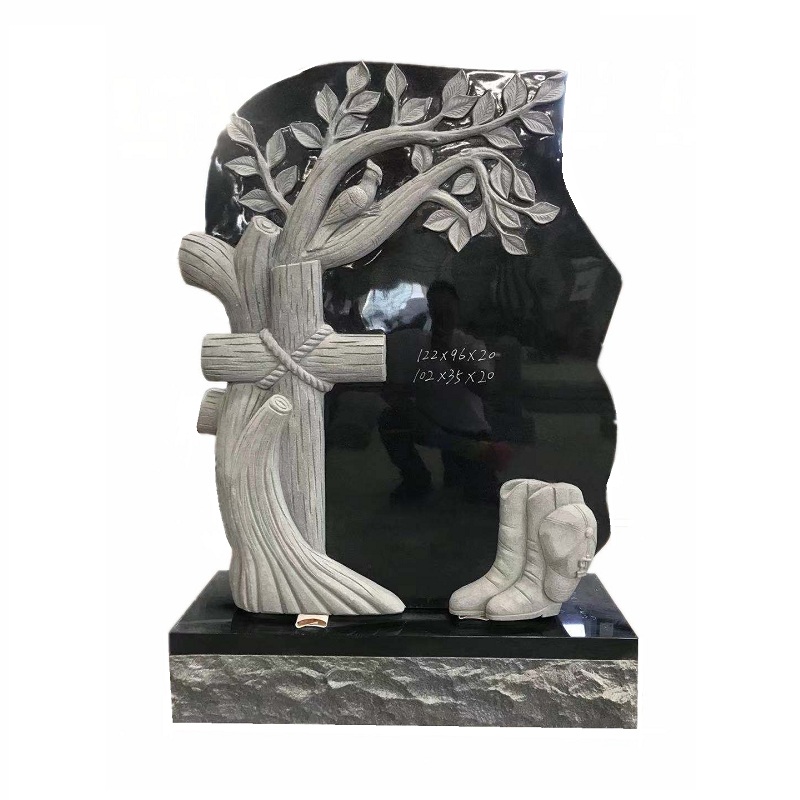 Maker Online Black Granite Stone Cross Carving Ogee Headstone Mold
