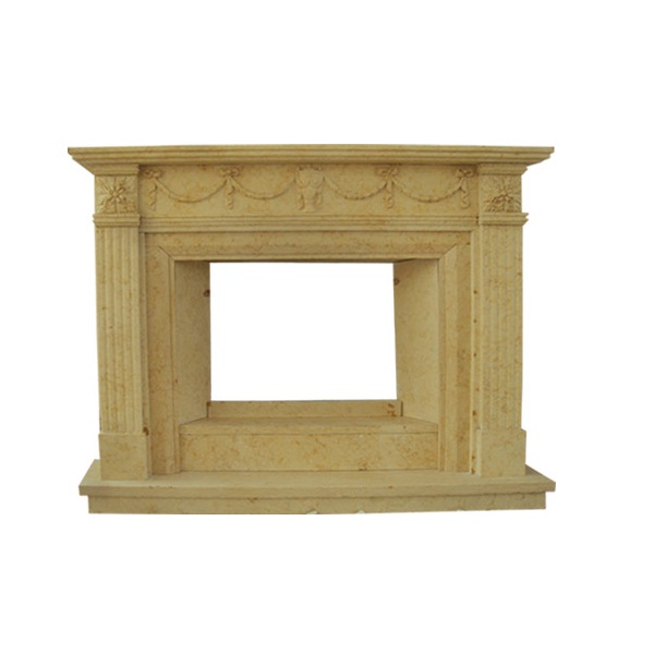 2022-01 Natural Hot Sales Customized Hotel House MFC109 Polished White Marble Pillar Design Fireplace Mantel Surround