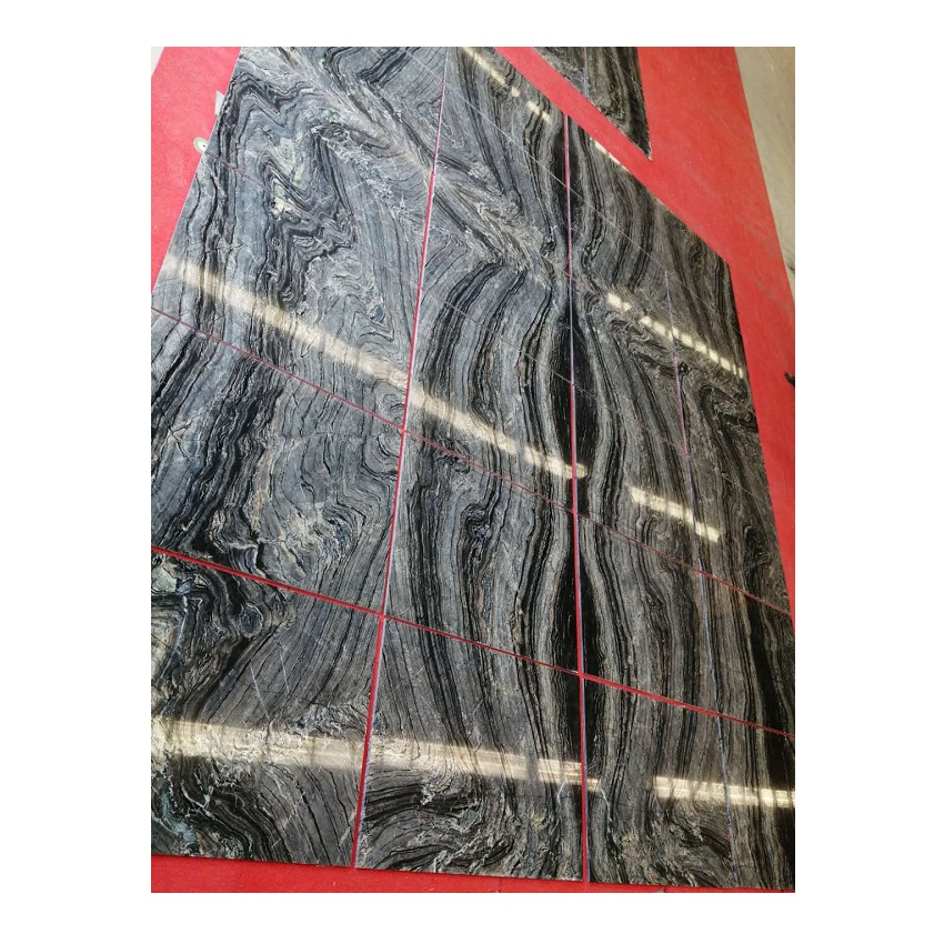 Black Ancient Wooden Grain Marble TV Background Wall Cladding Stones Tiles