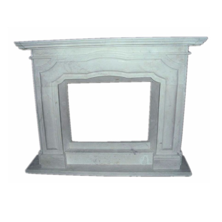 2022-01 Natural Hot Sales Customized Hotel House MFC109 Polished White Marble Pillar Design Fireplace Mantel Surround