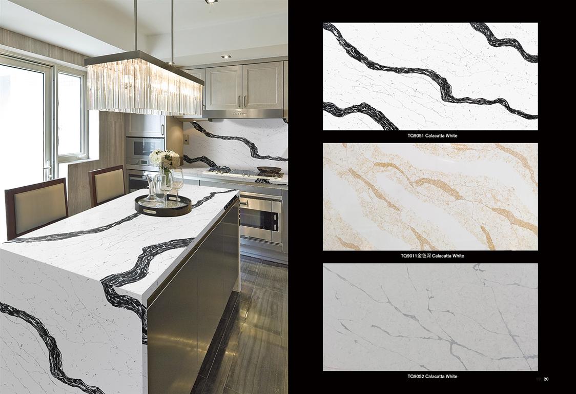Calacatta White Engineered Quartz Kitchen Counter Top Slab Price