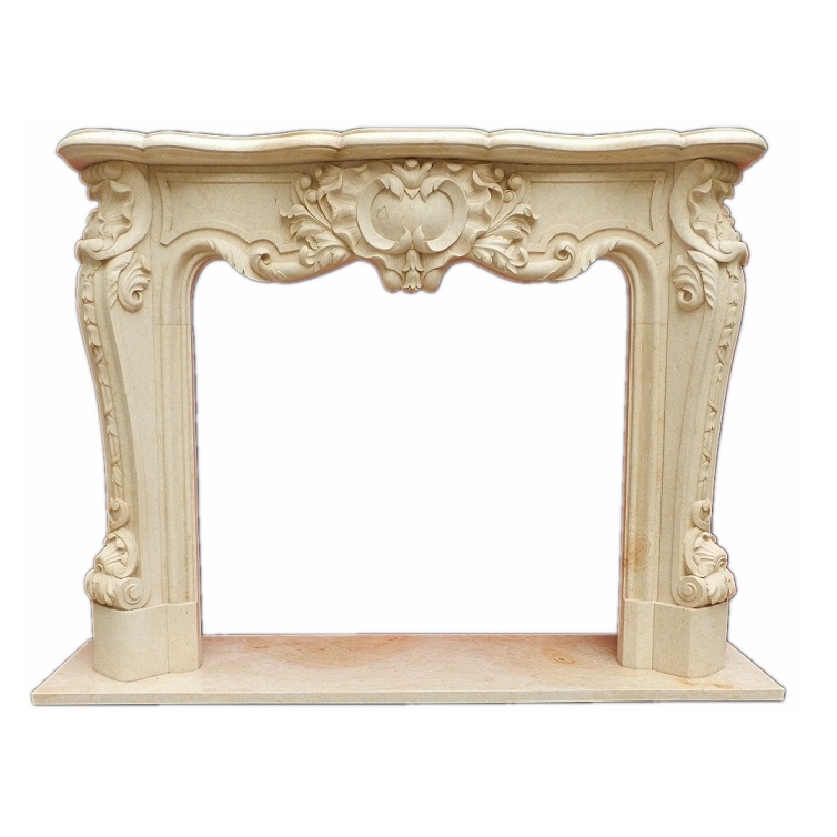 2022-01 Natural Hot Sales Customized Hotel House MFC109 Polished White Marble Pillar Design Fireplace Mantel Surround