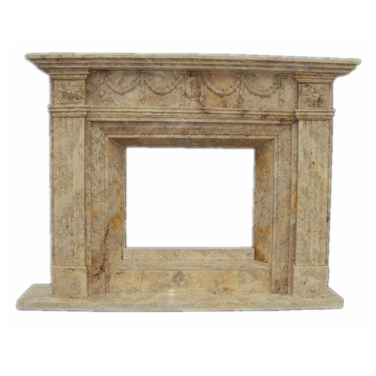 2022-01 Natural Hot Sales Customized Hotel House MFC109 Polished White Marble Pillar Design Fireplace Mantel Surround