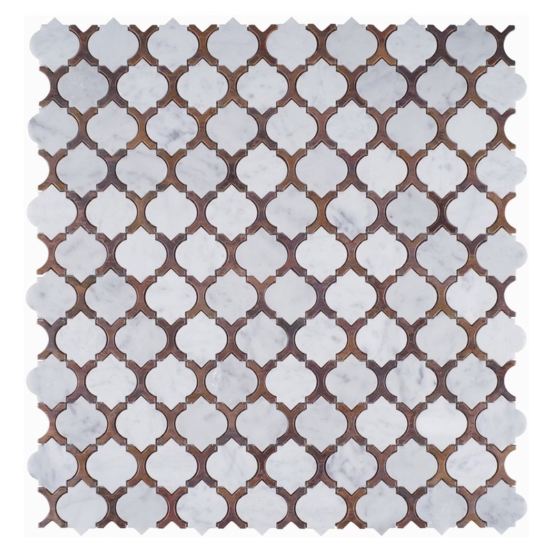 White Flower Water Jet Marble Mosaic Tile 30X30