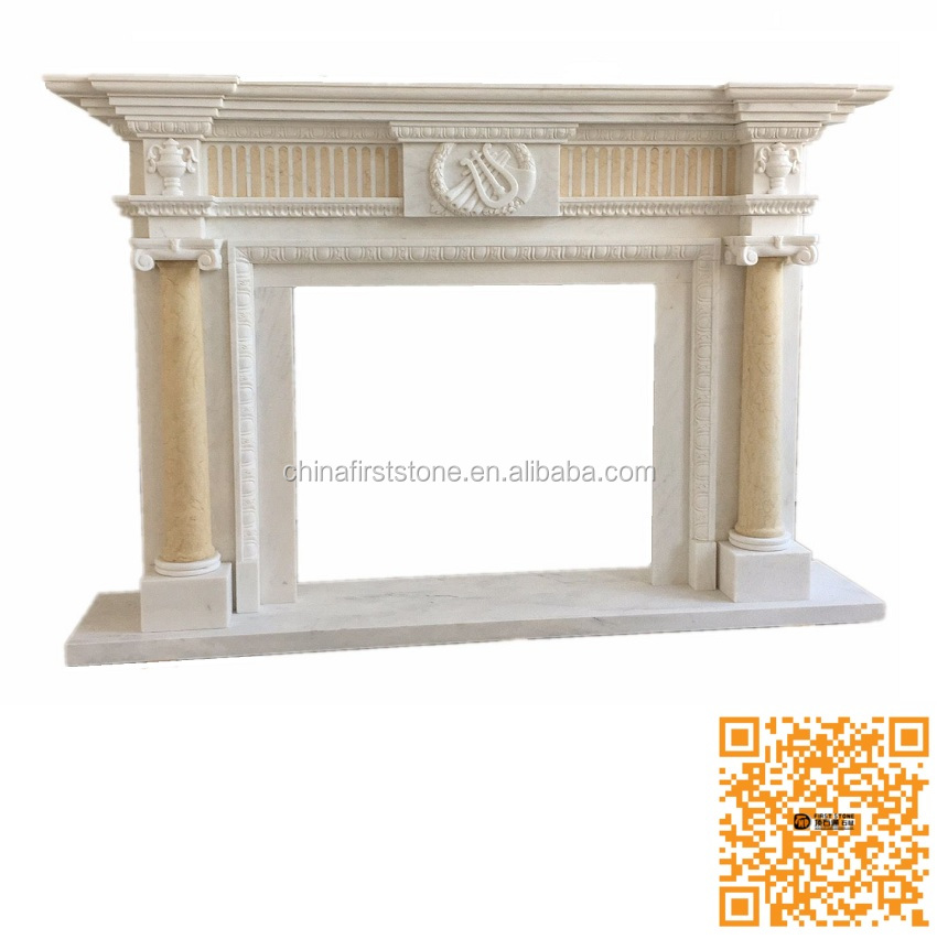 2022-01 MX004-3 Hot Sales High Quality Customized Decoration White And Red Marble European Electric Fireplace With Mantle Indoor