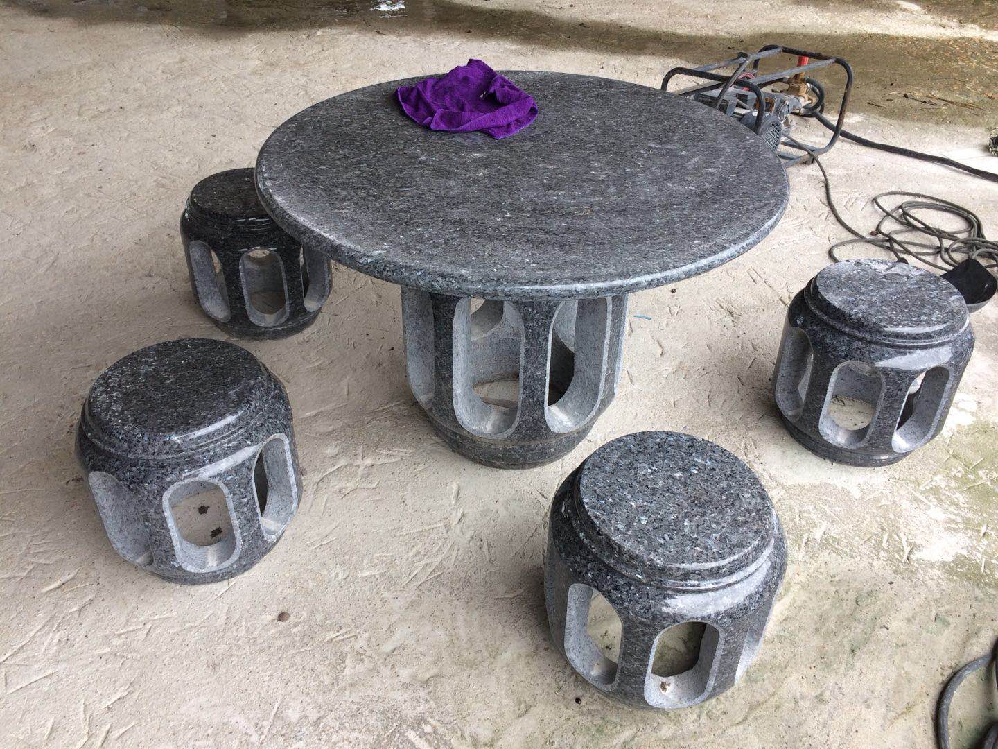 Blue Pearl Granite Chinese Style Garden Table And Chair Sets