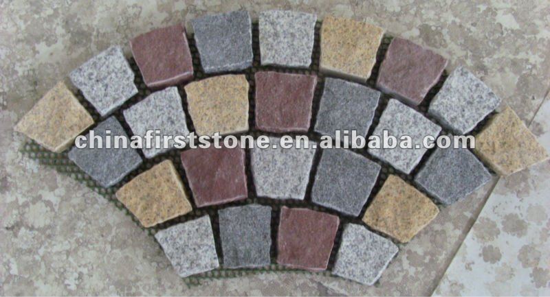 Outdoor Natural Grey White Black Dark Grey HZM-135 Flagstone Multicolor Meshed Pavers PatioTiles