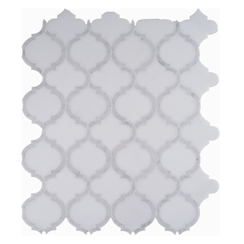 White Flower Water Jet Marble Mosaic Tile 30X30