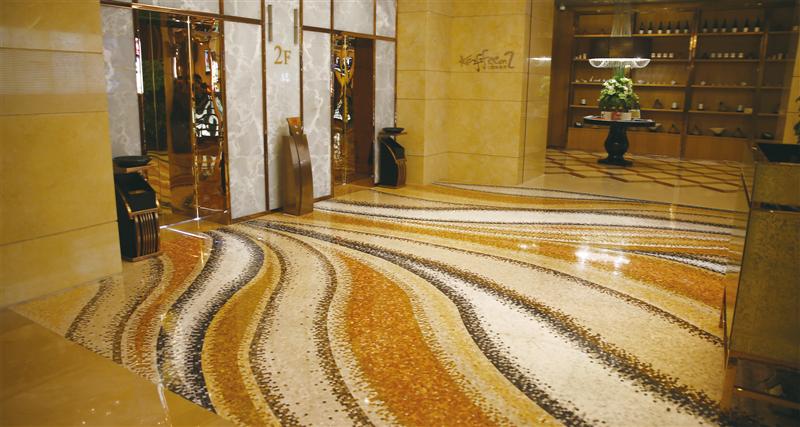 2021 Hot Selling Garden Hotel Park Indoor and Outdoor Polished White Yellow Luxury Villa Floor Waterjet Medallion Tiles