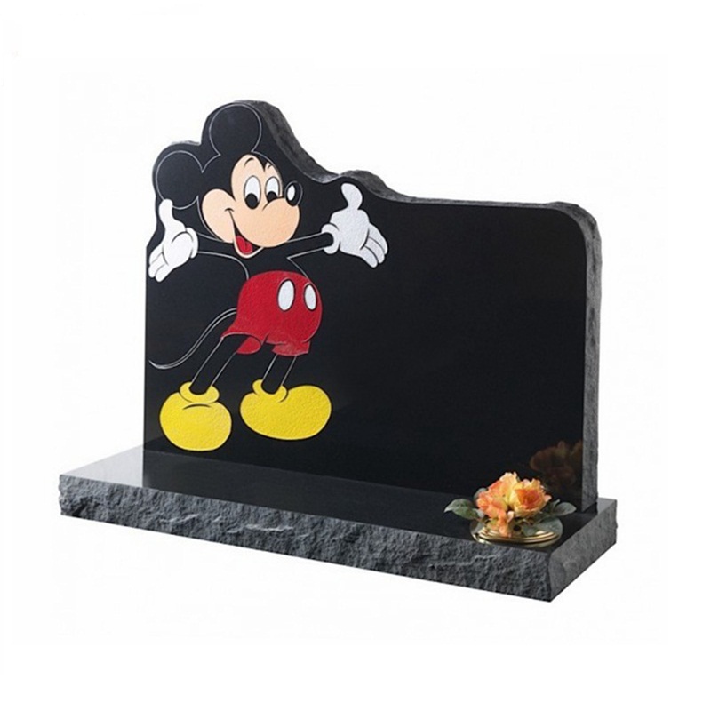 Black Granite Tombstone Stone-shadow Carving Headstone With Horse
