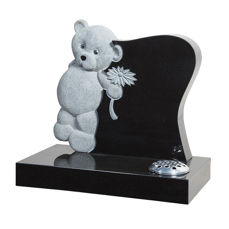 Black Granite Tombstone Stone-shadow Carving Headstone With Horse