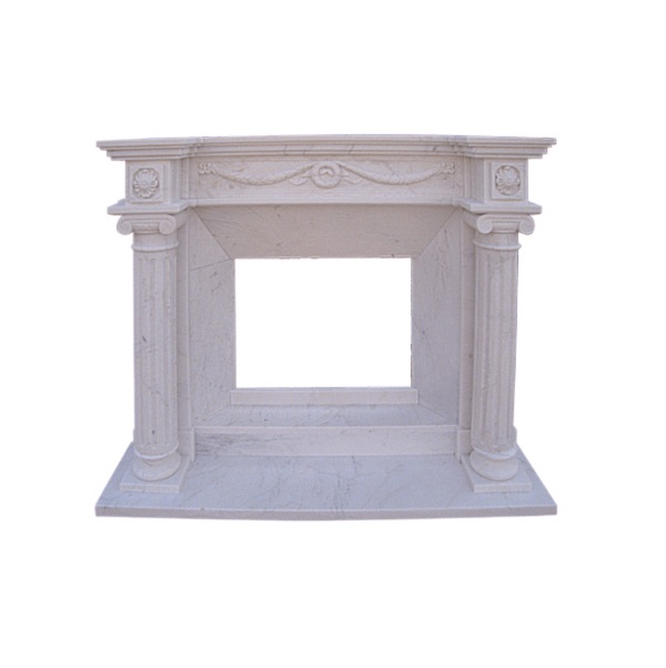 2022-01 Natural Hot Sales Customized Hotel House MFC109 Polished White Marble Pillar Design Fireplace Mantel Surround