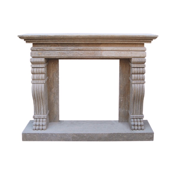2022-01 Natural Hot Sales Customized Hotel House MFC109 Polished White Marble Pillar Design Fireplace Mantel Surround