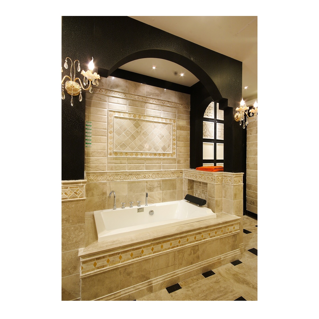 Natural Travertine 3D Mosaic And Bathroom Shower Wall Tile Panel Backsplash
