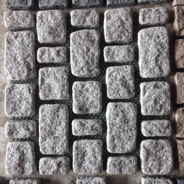 Sesame White Granite Mosaic Paving Tiles On Mesh Granite Lazy Pattern Pavement Stone