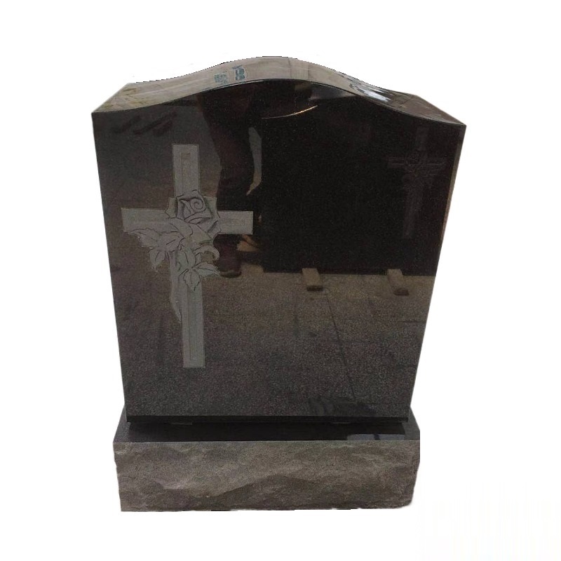Maker Online Black Granite Stone Cross Carving Ogee Headstone Mold