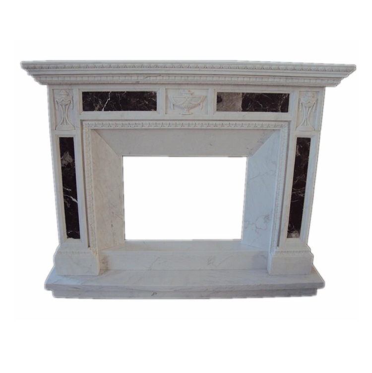 2022-01 Natural Hot Sales Customized Hotel House MFC109 Polished White Marble Pillar Design Fireplace Mantel Surround