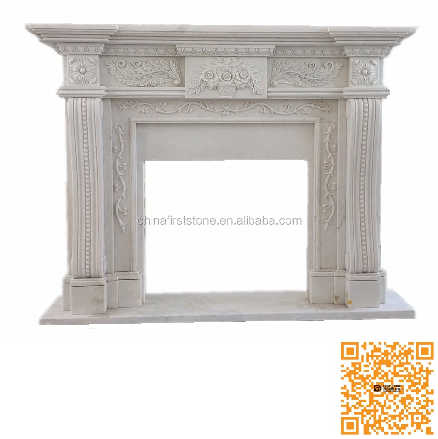 2022-01 MX004-3 Hot Sales High Quality Customized Decoration White And Red Marble European Electric Fireplace With Mantle Indoor