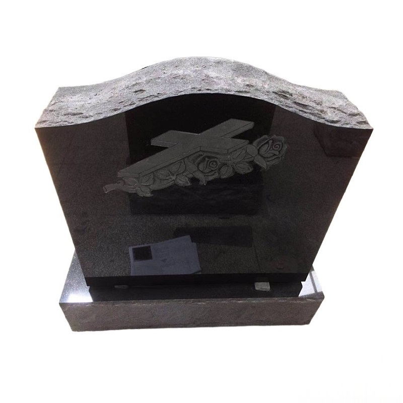 Maker Online Black Granite Stone Cross Carving Ogee Headstone Mold
