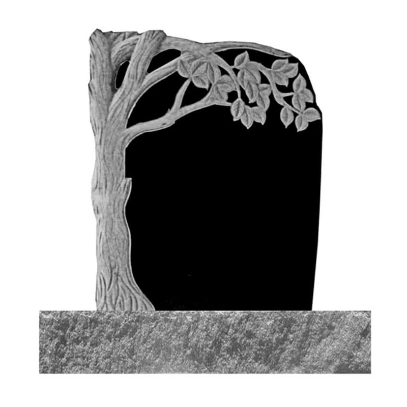 Black Granite Tombstone Stone-shadow Carving Headstone With Horse